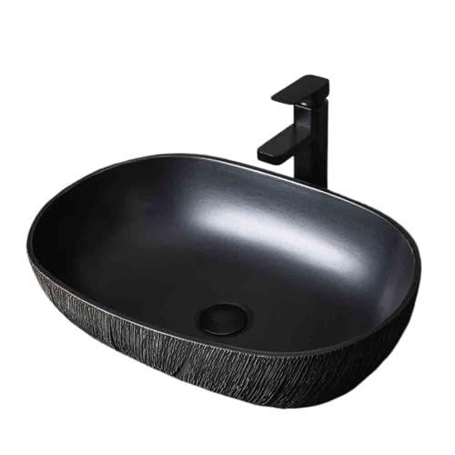 MYUYEE Lavabo de Pedestal Individual Lavabo Ovalado baño doméstico con Accesorios encimera Moderna,