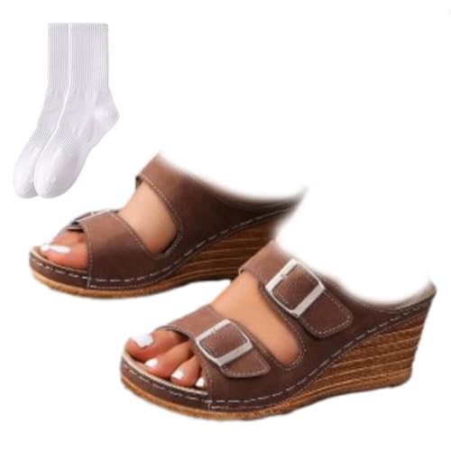 Sandales à plateforme compensée pour femme avec bride à boucle ajustable d'été