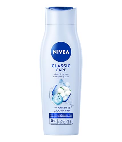 NIVEA Classic Care Shampoo (250 ml), pflegendes Haarshampoo mit Baumwollsamen-Öl, besonders mild reinigendes Pflegeshampoo für gesunden Glanz NIVEA Classic Care Shampoo (250 ml), pflegendes Haarshampoo mit Baumwollsamen-Öl, besonders mild reinigendes Pflegeshampoo für gesunden Glanz