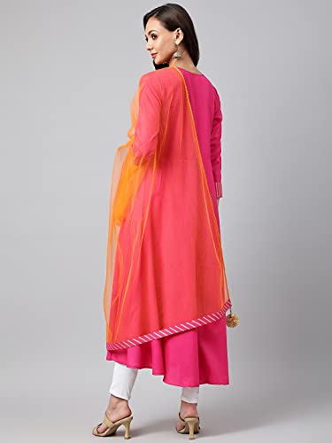 Image of ANNI DESIGNER Women's Cotton Blend Kurta with Dupatta