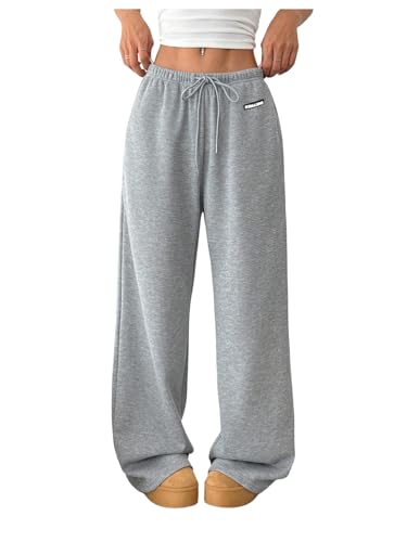 SOLY HUX Women's Drawstring Sweatpants Low Rise Baggy Wide Leg Pants with Pockets