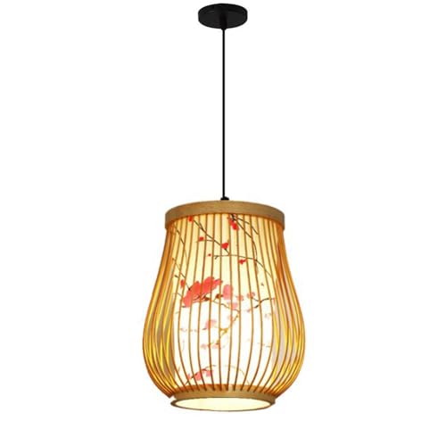 Lampes suspendues faites à la main en cage de bambou et parchemin de qualité