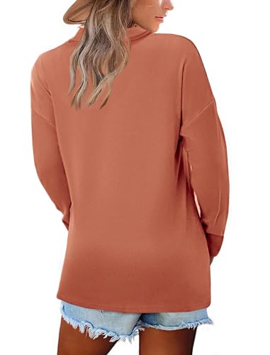 Image of Women's Long Sleeve Tops Fall Shawl Neck Tunic Tops for Leggings Casual Blouse Sweatshirt