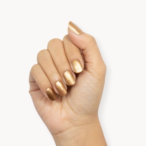 Image of HYUE Chrome Glazed Nail Paint - 9 shades | Gold Mine | 8 ml | Dual-toned | Long-lasting Shine | Color-Shifting Pigments | One Stroke Coverage | Gel Finish | Salon-like Nails | No UV Damage