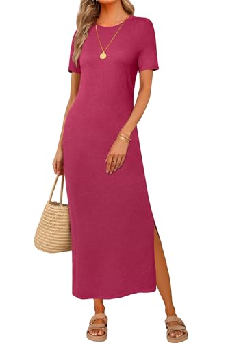 Image of Arach&Cloz Women's Wool Blend Lightweight Spring Casual T Shirts Maxi Dress 2026