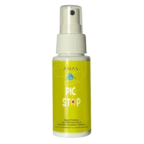 AMAS Spray Protettivo Anti Zanzare 100% Naturale - Con Olii Essenziali di Citronella, Eucalipto e Basilico - ideale per bambini - 50ml - Fatto a Mano in Italia