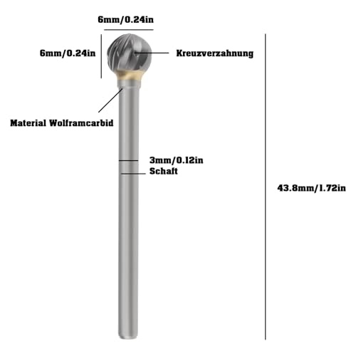 Image of 10pcs 6x6mm Solid Carbide Milling Cutter Compatible with Dremels Proxxon Ball Engraving Machine