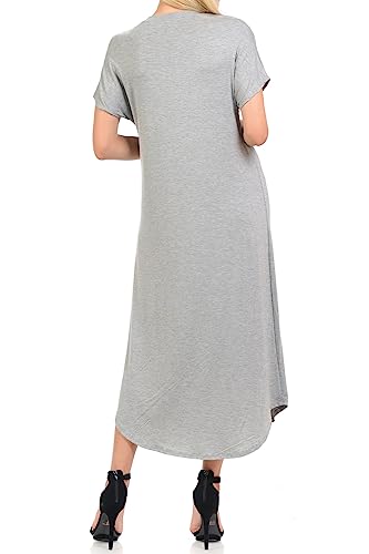Image of iconic luxe Women's A Line Short Sleeve T Shirt Midi Dress Summer Casual
