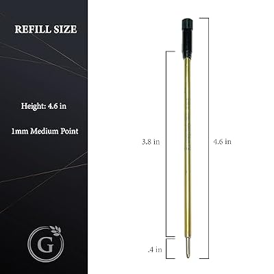 Garland Universal #1 Cross Compatible Ballpoint Pen Refill, USA Made, Archival Ink, 1.0mm Medium Point, Smooth Writing, 5 Pack (Black)