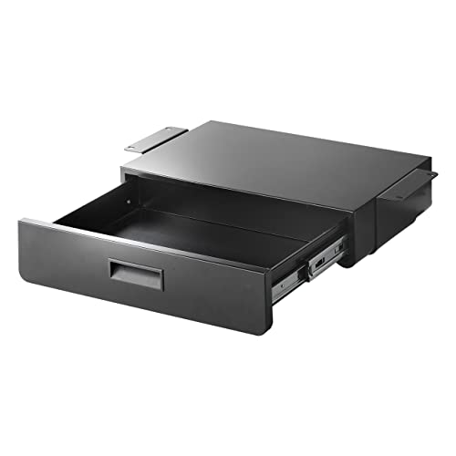 イーサプライ デスク下 収納ボックス 引き出し 後付け 木ネジ固定 耐荷重10kg スチール製 書類 小物 ブラック EZ1-KB015BK