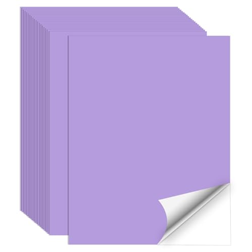 Printable Sticker Paper, 20 Sheets Purple Printable Sticker Paper, Laser/Inkjet Printing- Matte Purple, Letter Size (8.5" x 11")