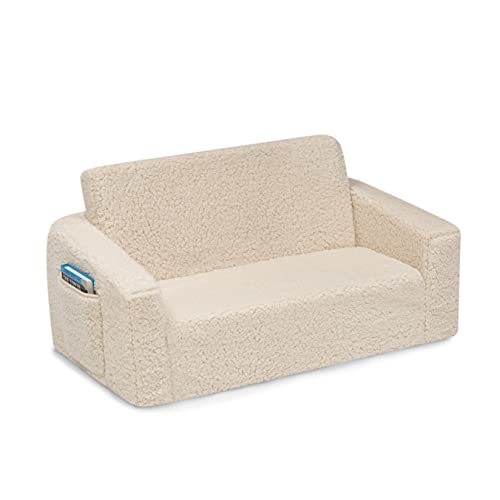 Delta Children Cozee Flip-Out Sherpa 2-In-1 Convertible Sofa To Lounger For Kids, Cream #TOP7