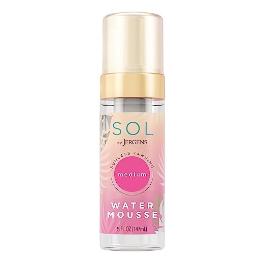 SOL by Jergens Medium Water Mousse, Water-based Self Tanner with Coconut Water, Tanning Water, Dye-free Sunless Tanning Foam, 5 Ounce, Tanning Active Derived from Natural Sugars (Packaging May Vary)