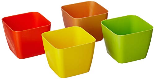 Gardens Need 100% Virgin Plastic Four Square Pot-04| Set of 6 Planter, (10cm x 10cm x 8.5cm, Multicolour) (B085582MR8) Amazon Price History, Amazon Price Tracker
