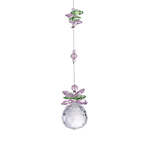 Lustre coloré à suspendre en cristal prismes boule pendentif arc-en-ciel Octogon Chakra attrape-soleil Fengshui rétroviseur breloque lot de 1 (rose)