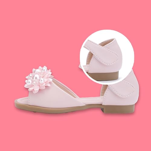 Toddler Girls Sandals Glitter Pearls Dress Sandals Soft Rubber Flat Shoes Summer Baby Flower Girl Shoes Adjustable3