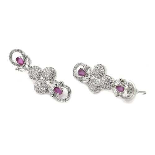 Rhodium-Plated American Diamonds Studded Necklace Set