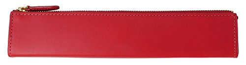 スリップオン ファスナーペンケース ロング Rio イタリアンレザー 革 レッド IOL-3602