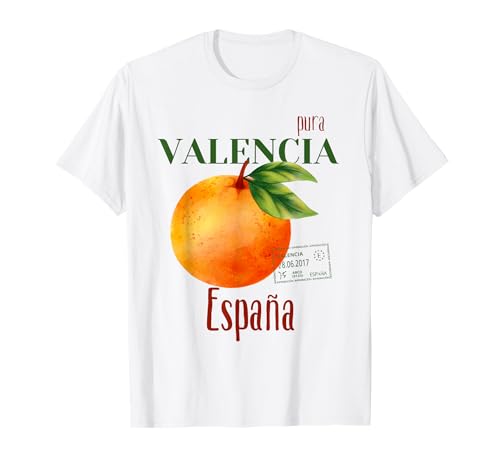 Pura Valencia Espanha Espanha Viagem aguarela laranja fruta t-shirt