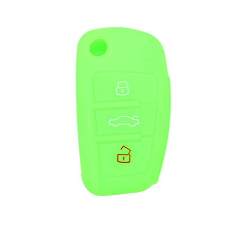 BROVACS Silicone Cover Protector Case Holder Skin Jacket Compatible with AUDI 3 Button Flip Remote Key Fob CV9820 Light Green - Image 2