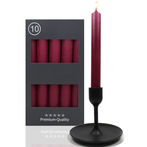 Candelo 10er Set Tafelkerzen - Kerze Weinrot - 18,5cm 7,5 Std...