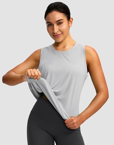Image of Women's Workout Tops Racerback Athletic Tank Tops Sleeveless Loose Fit Yoga Running Gym Shirts for Women