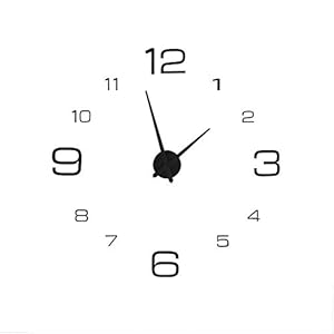 3D Wanduhr, DIY Acryl 3D Wanduhr Aufkleber Big Watch Wand Modern Home Office Room Decor(Schwarz)
