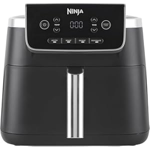 Ninja PRO Air Fryer Heißluftfritteuse, 4,7L Airfryer, Einzelkorb-Heißluftfritteuse, 4-in-1, für 1-2 Portionen, Digital, Kochen aus dem Gefrorenen, Antihaft-Schublade & Crisper Korb, Schwarz AF140EU