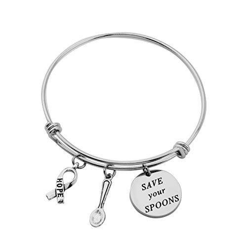 CHOROY Spoonie Gift Save your Spoons Bracelet Fibromyalgia Gift Mental Health Awareness Jewelry Chronic Illness Gift (Save your Spoons)
