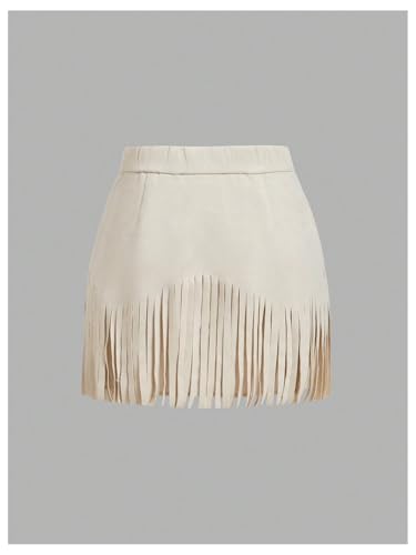 SHENHE Women's Plus Size Cowgirl Fringe Mini Skirt Faux Suede Rivet Hippie Country Concert Western Skirt2