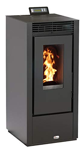 OPTIMO Poêle à granulés carré étanche USTICA Noir 14kW