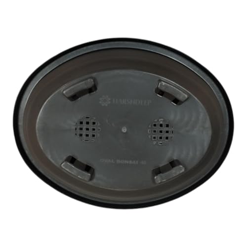 Image of Harshdeep Bonsai Pot- Oval - Indoor Outdoor Home Balcony Terrace Garden Decorative Big Size 16 Inch Plastic Planter Set of 2 (Black)