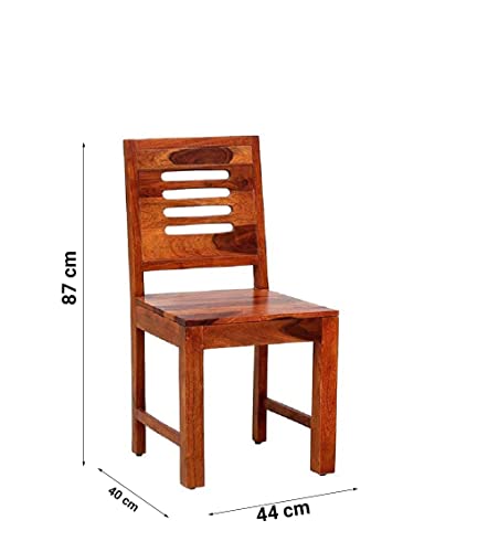 Image of Furniture Sheesham Wood Dining Chairs Set of 4 for Dining Room | Wooden Furniture Chairs Set Without Cushion for Dinner Room Living Room Home and Office (Honey Finish) | 1 Year Warranty