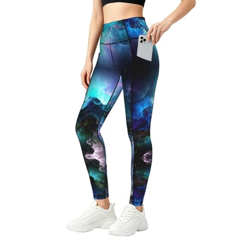 Leggings con estampado espacial 3D y conjuntos de entrenamiento con bolsillos para mujer