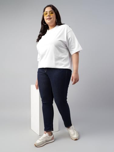 Image of JUNEBERRY 100% Pure Cotton Oversized Baggy Fit Drop Shoulder Solid Core Plus Size T-Shirt Combo for Women (Pack of 2) (Sizes from: 2XL to 5XL)