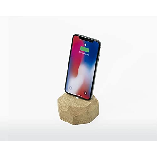 Oakywood Geometric Solid Wood Apple iPhone Docking Station Oak