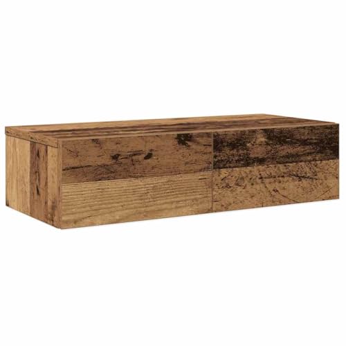 vidaXL Estante de Pared con cajones Madera contrachapada Madera Vieja, Estante de Pared con gabinete, gabinete de Almacenamiento montado en la Pared, Unidad de Almacenamiento de Pared