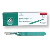 Einmal-Skalpell Nr. 22 – 10 Stück in einer Packung - Steril, rostfreie Stahlklinge, Kunststoffgriff, einzeln verpackt – Medizinischer Einweg-Operationsbesteck | Heinz Herenz Medizinalbedarf