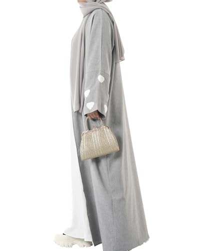 Image of Embroidered Long Sleeve Muslim Cardigan Open Front Dubai Abaya Turkish Pull-On Eid Clothes