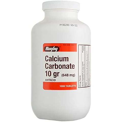 Rugby Calcium Carbonate Antacid 1000 Tabs Cover