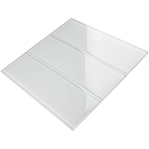 Tile Generation TCSBG-03 4x12 White Glass Subway Tile - Kitchen