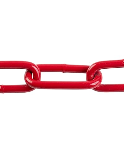Dörner + Helmer Rundstahlkette, 6mm Dicke, 15m Länge, Verzinkter Stahl, Langgliedrig, 160kg Tragkraft, Rot/Weiß