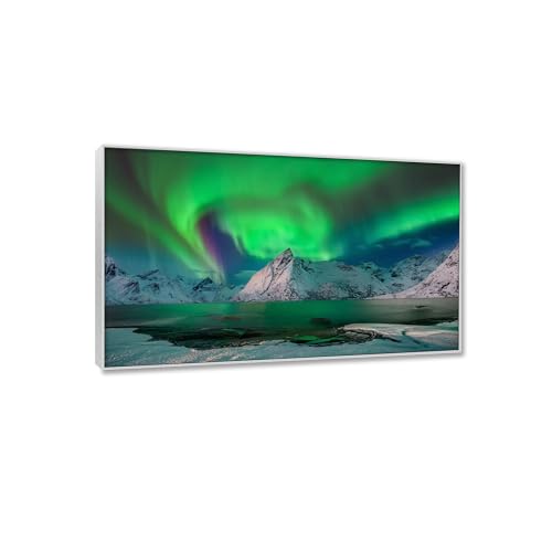 Tableaux paysage nature sur toile aurore boréale vert 25x40cm