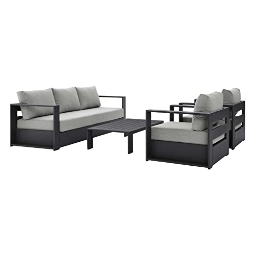 Image of Modway Tahoe Aluminum 4-Piece Outdoor Patio Set in Gray Gray