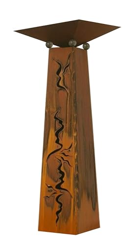 Gartendekoshop24 - Gartendeko Metalldesign, Edelrost. Rostsäule 125 cm mit Schale. Handgefertigte, konische Gartenrostsäule, Outdoor, wetterfest. Gartenschale bepflanzbar, Dekoschale