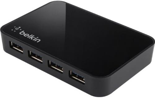 Belkin USB 3.0 Hub with 4 USB Ports - SuperSpeed USB Charging Station - USB Hub 3.0 - USB Adapter for iPhone Charger - USB Splitter - USB Port Hub - Powered USB Hub With Data Speeds Up To 5Gbps