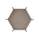 Wisafory Würfelbretter Leder Samt Würfelteller Sechseck Würfel Tablett Würfelablage Würfelhalter Faltbares Würfelbretter Aufbewahrungsbox für D&D, RPG, Brettspiel, Tischplatt Grau