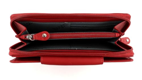 Bugatti Vertice Women's Wallet Large Leather 24 Cards, red, L, Contemporary3