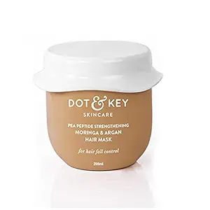 Dot & Key Pea Peptide Strengthening Moringa & Argan Hair Mask | Hair Mask for Hair Fall Control | Hair Mask for Dry and Frizzy Hair | For Smoothening Hair | For Women & Men | 200ml