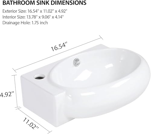 Image of Bell Wall Mount And Table Top (2 In 1) Wash Basin For Bathroom | Counter Wash Basin For Living Room | Washbasin| Tabletop Ceramic Bathroom White, (Dimension 43 x 28 x 15 CM) (Candy)